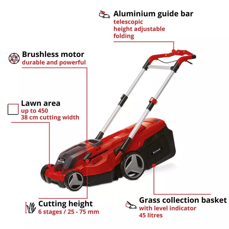 PROFESSIONAL Cordless Lawn Mower – RASARRO 36/38 (2×4.0Ah)